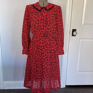 Vintage Whimsy Bow Print Blouse, Skirt & Belt Suit Dress Set | Skirt 8 Top 6